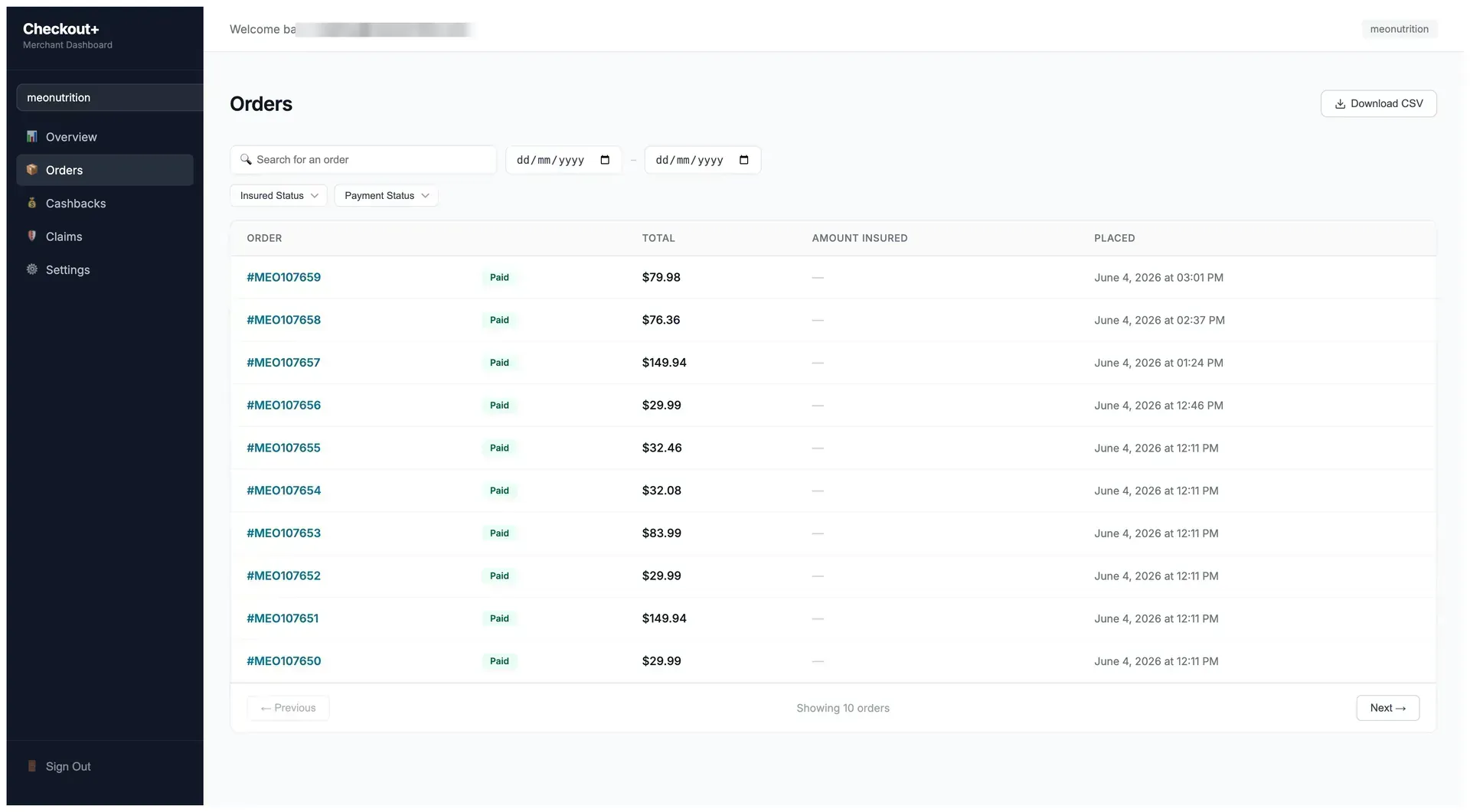 Checkout+ screen 2