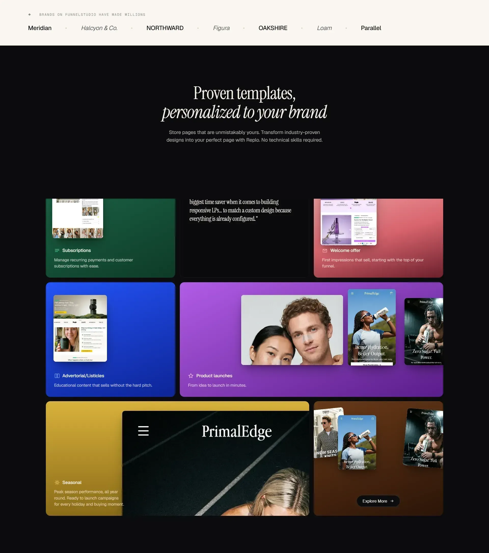 FunnelStudio — proven templates gallery
